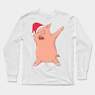 christmas dabbing pig Long Sleeve T-Shirt